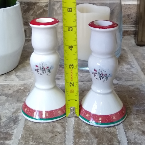 ROYAL SEASONS Candlesticks Stoneware Snowman Candle Tapers Holder - Picture 6 of 6